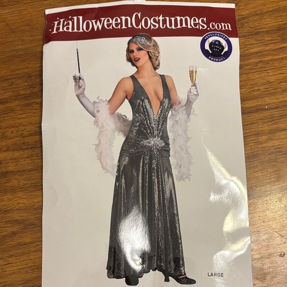 Silver‎ Sequin Flapper Dress - size L